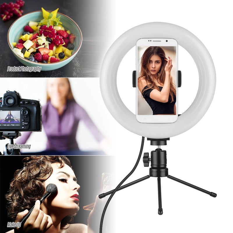 72-Piece LED Beads 10W Dimmable Ring Light With Ballhead Cell Phone Holder Tripod Multicolour - Image 2