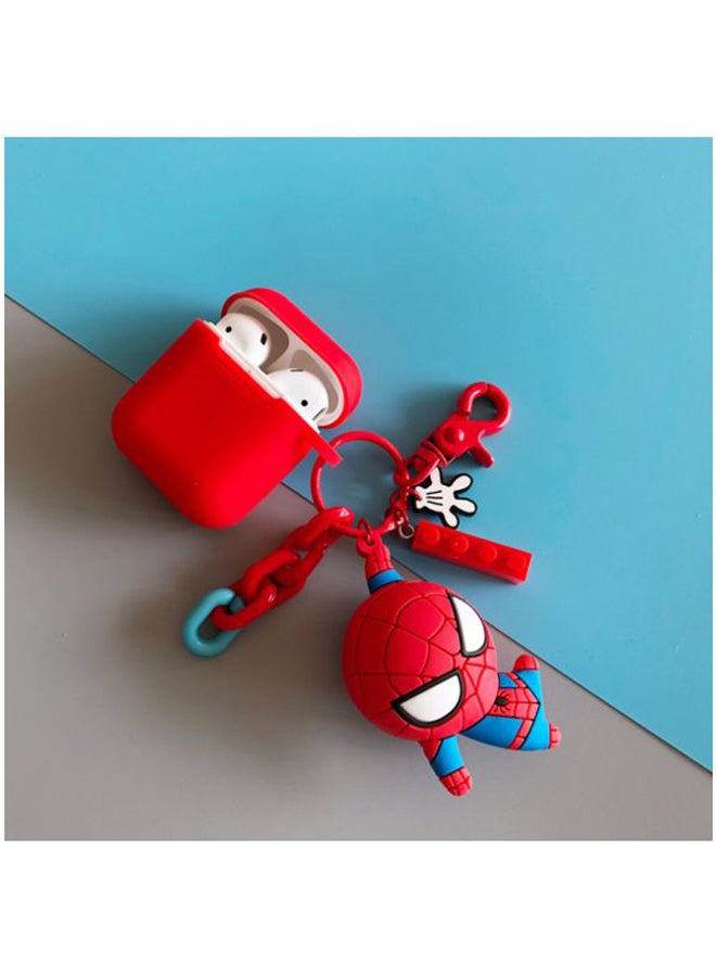 بيوينتي حافظة حماية بنمط تصميم الرجل العنكبوت لسماعات أبل آيربودز 1/2 أحمر/أزرق - Image 2