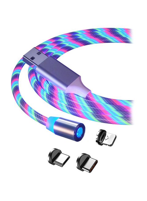 Magnetic Fast Charging Mobile Phone LED Cable Blue/Pink/Green