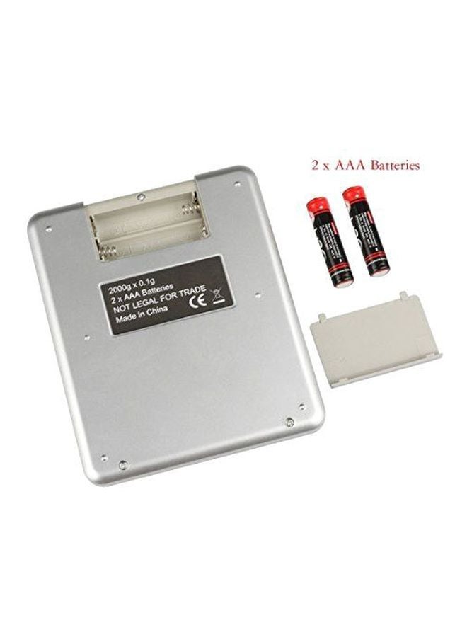 Voberry - Digital Weighing Scale Machine 2000 Gram Silver 14x11x5cm - Image 1