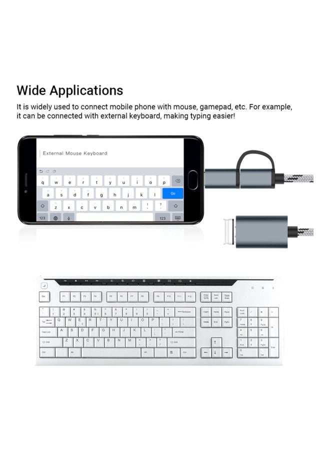 Generic - 2-In-1 OTG Type-C Micro USB Cable Grey - Image 1
