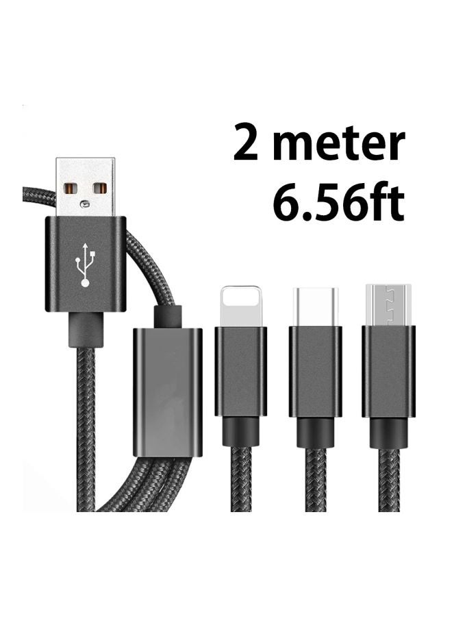 كابل شحن مضفر 3 في 1 أسود - Image 2