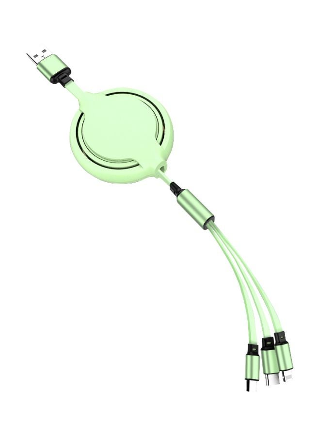3-In-1 Retractable Charging Cable Green - Image 2
