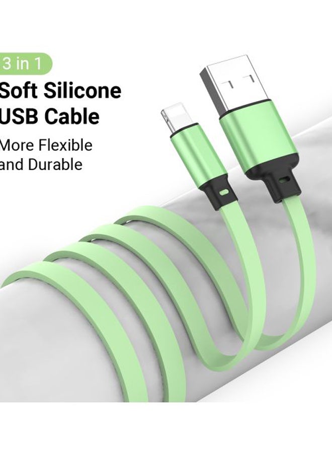 3-In-1 Retractable Charging Cable Green - Image 3