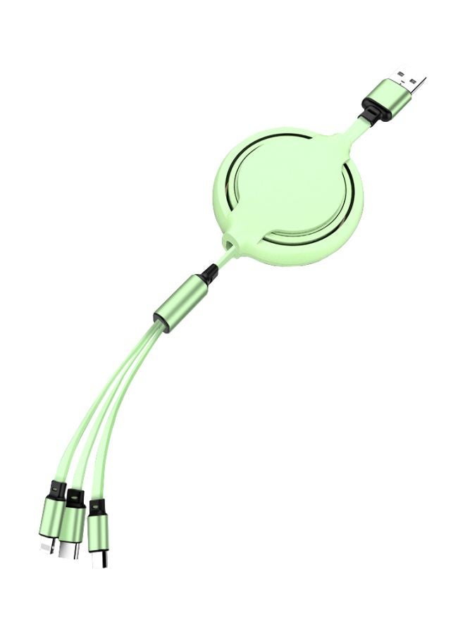 3-In-1 Retractable Charging Cable Green - Image 1