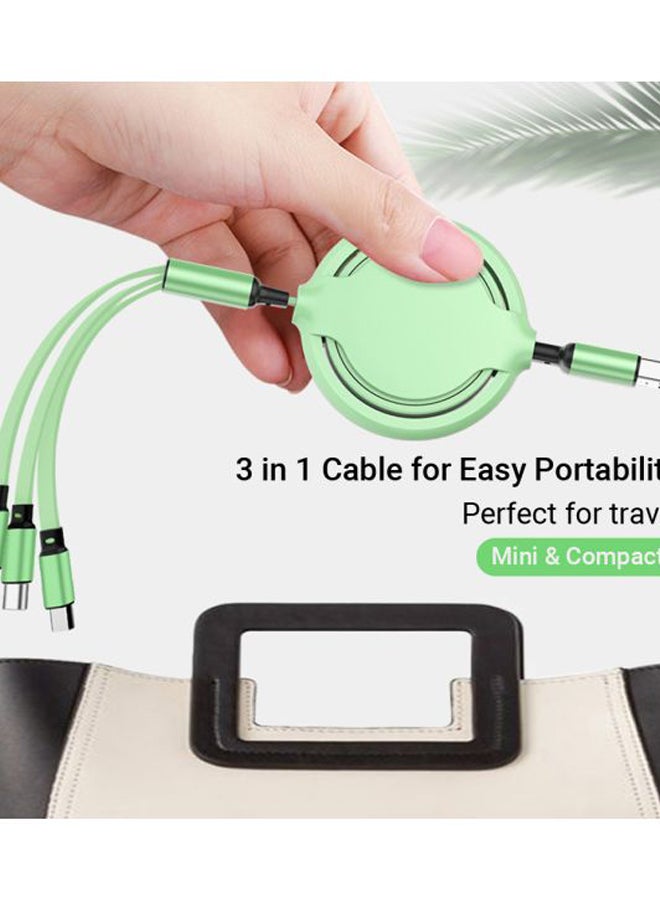 3-In-1 Retractable Charging Cable Green - Image 5