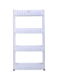 4-Tier Slim Slide Storage Tower Rack With Wheel White/Black 102x55x15cm - v1602691787/N40836201A_1