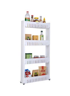 4-Tier Slim Slide Storage Tower Rack With Wheel White/Black 102x55x15cm - v1602691787/N40836201A_2