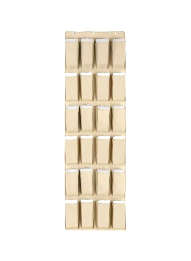 XiuWoo 24-Pocket Shoe Organizer Beige 12.3x64inch - Image 1
