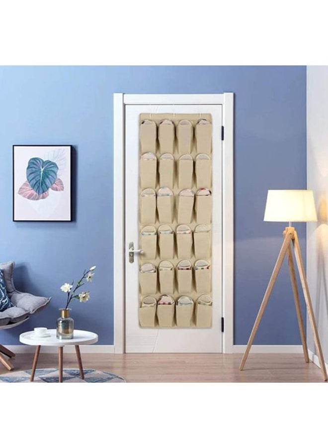 XiuWoo 24-Pocket Shoe Organizer Beige 12.3x64inch - Image 2