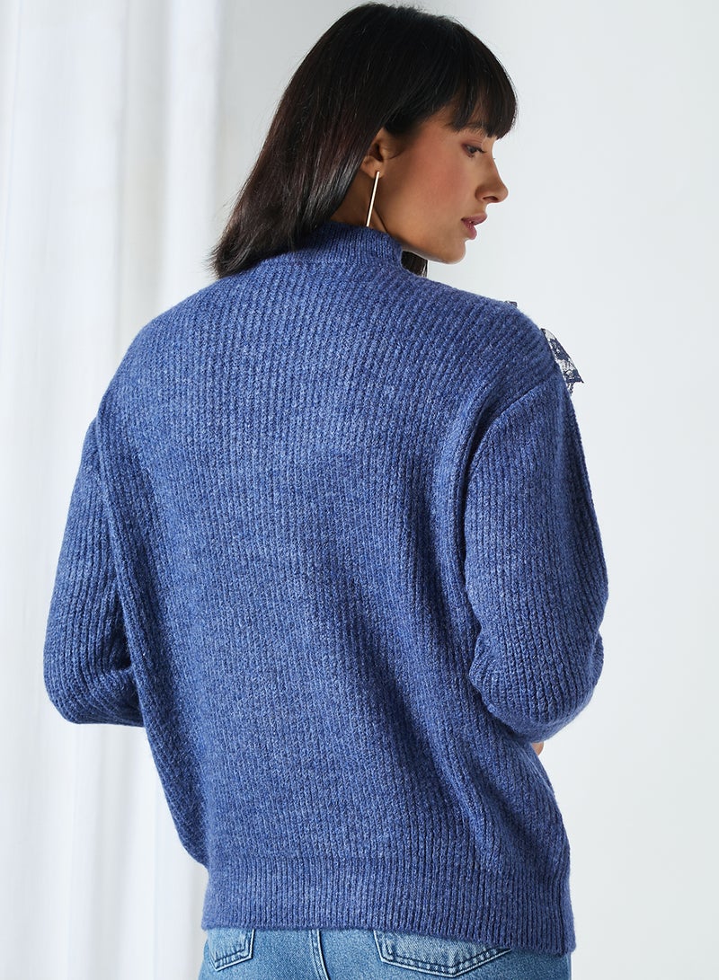 trendyol - Lace Detailed Sweater Indigo - Image 1