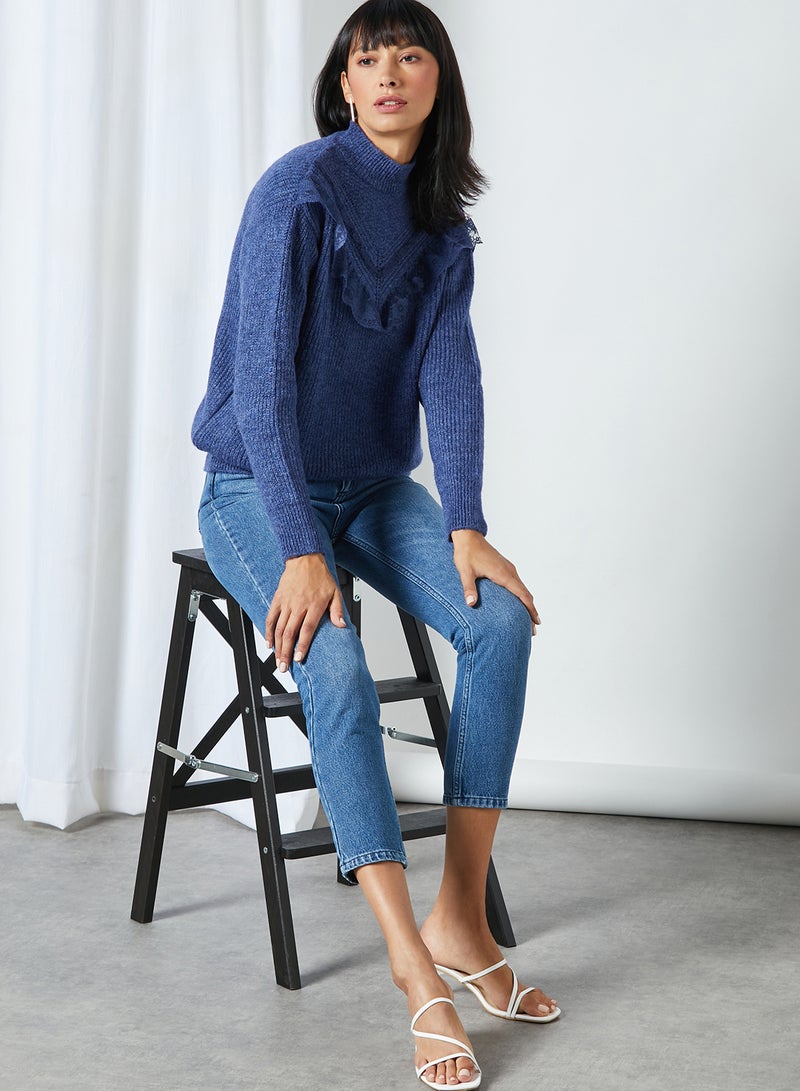 trendyol - Lace Detailed Sweater Indigo - Image 1