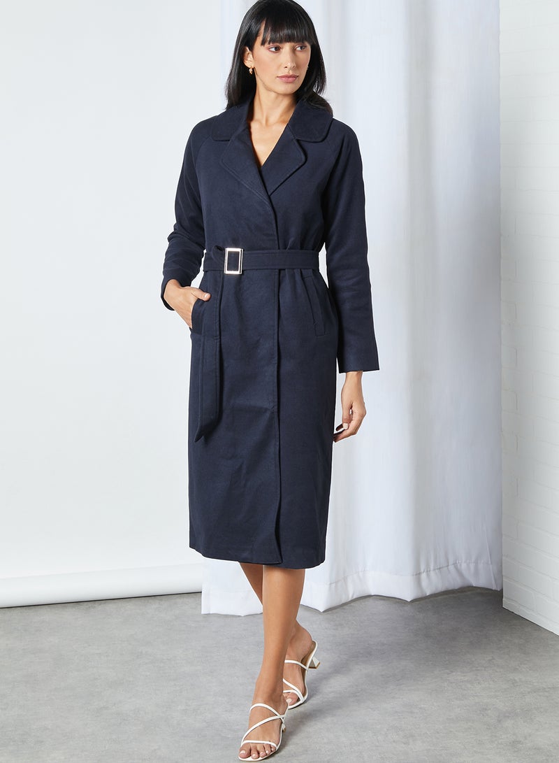 trendyol Belted Trench Coat Navy  - Image 3