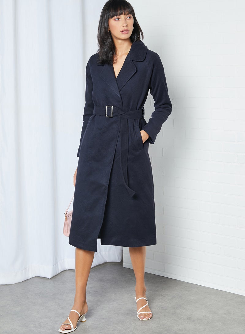 trendyol Belted Trench Coat Navy  - Image 1