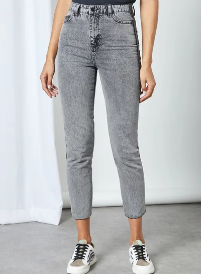trendyol Washed Colourblock Denim Jeans Grey