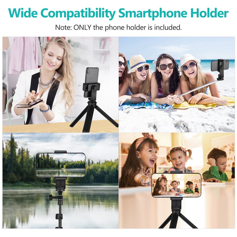 Smartphone Clamp Holder Phone Mount Adapter For Tripod Selfie Stick Black  - Image 4