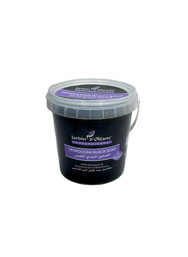 JARDIN D OLEANE - Moroccan Black Soap With Ghassoul and Essential oil of Rosemary 1kg - Image 1