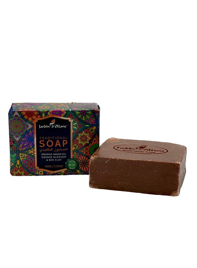 JARDIN D OLEANE Jardin d'Oleane Traditional Soap Organic Argan Oil, Orange Blossom & Red Clay 100grams
