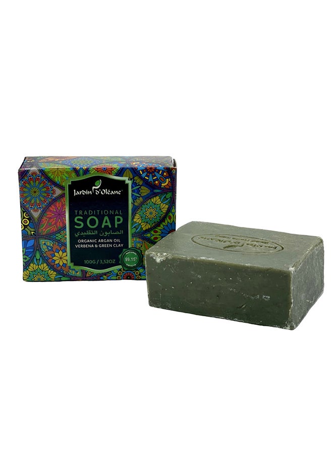 JARDIN D OLEANE Jardin d'Oleane Traditional Soap Organic Argan Verbena & Green Clay 100grams