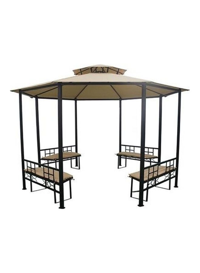 Generic - Gazebo With Coating and Seating Cushions Multicolour 3.8x3.8x.2.65meter - Image 1