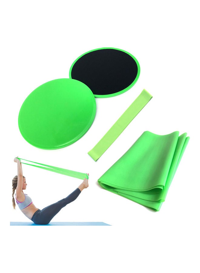Generic 4pcs Yoga Equipment Set Discs Core Sliders Resistance Loop Band Exercise Latex Strap Perfect Abdominal Core Training Gym Yoga Pilates Rehab Kit 18x3x18cm  - Image 1