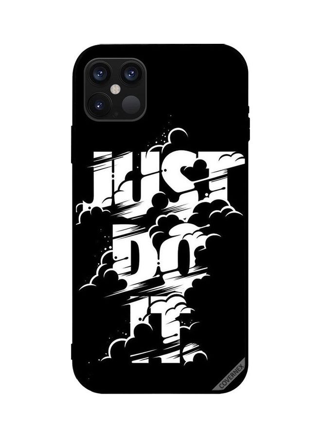 كوفرنيكس غطاء حماية مزين بطبعة لهاتف أبل آيفون 12 برو أسود/ أبيض - Image 1