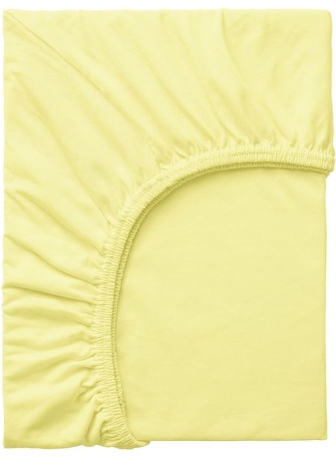 LEN Solid Pattern Fitted Sheet Cotton Yellow 80x130cm - Image 1