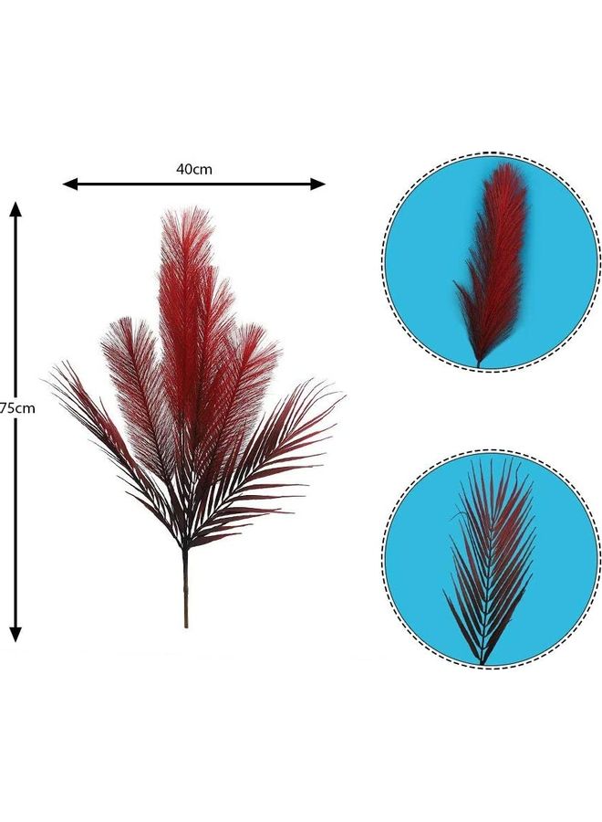 Yatai - Artificial Feather Pampas Grass Red 75x40centimeter - Image 1