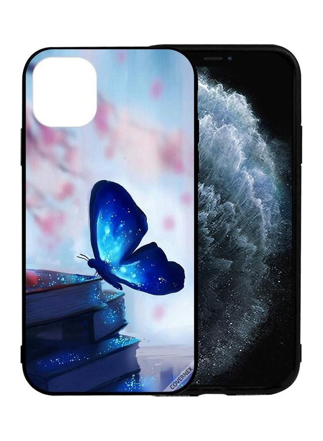 Covernex Apple iPhone 12 Pro Max Protective Case Cover Printed Featuring Dark Blue Butterfly On Books DESIGN_0440 - Image 1