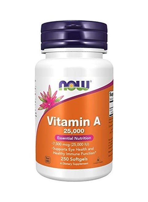 Vitamin A, 25000 IU from Fish liver oil, 250 Soft-Gels