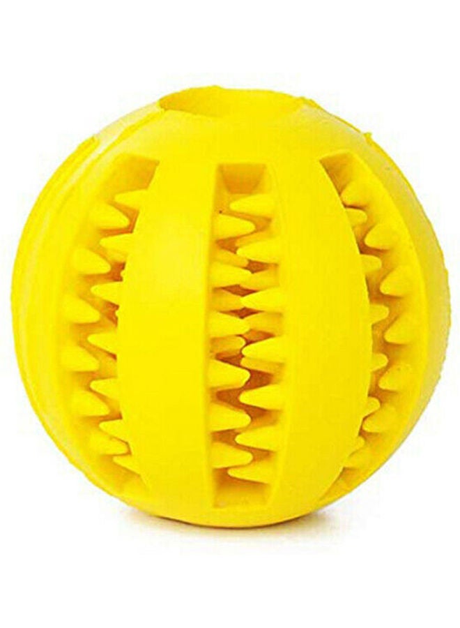 Rubber Ball Chew Pet Dog Puppy Dental Healthy Treat Teething Toy Yellow 7cm - Image 4