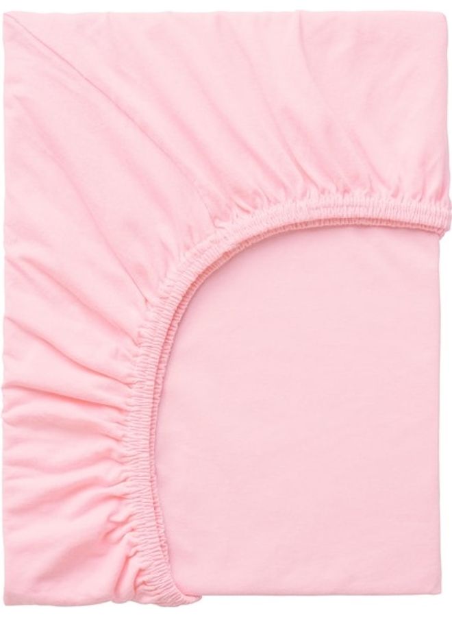 LEN Solid Pattern Fitted Sheet Cotton Pink 80x130cm - Image 2