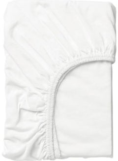 Solid Pattern Fitted Sheet Cotton White 80x165cm