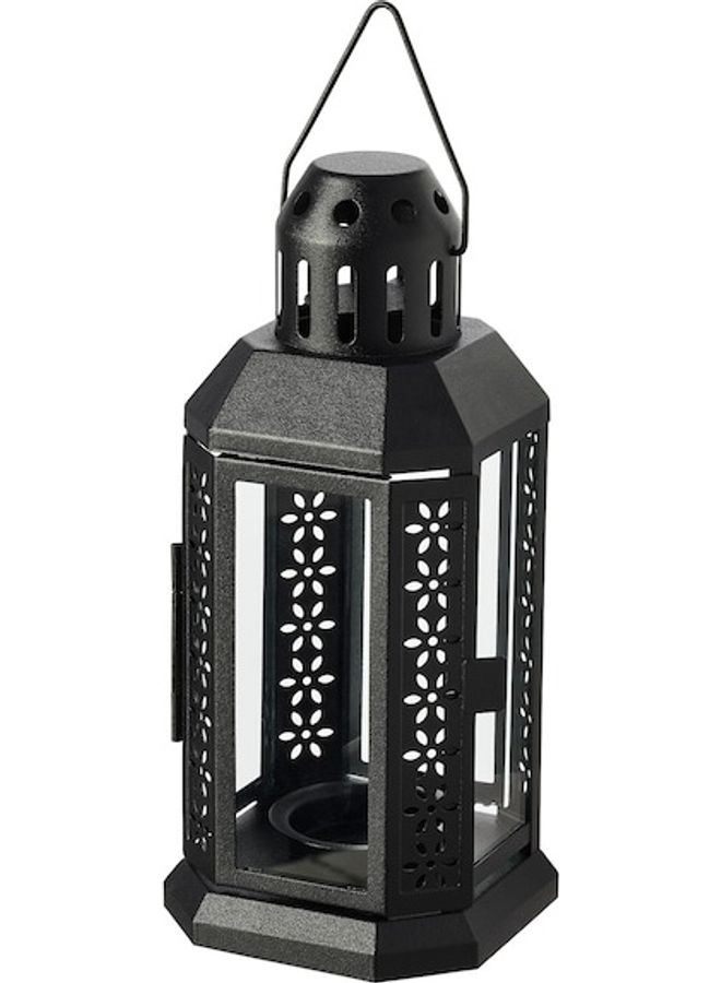 فانوس للشموع المغلفة أسود 22سم  - Image 2