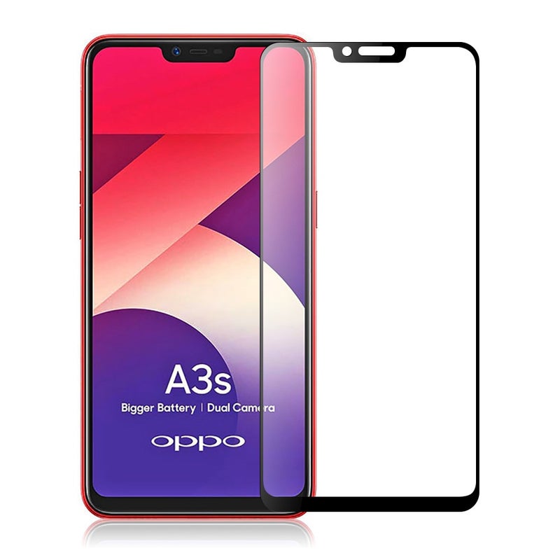 Glass 9D Tempered Glasss Full Glue Screen Protector For Oppo A3S Black - Image 3