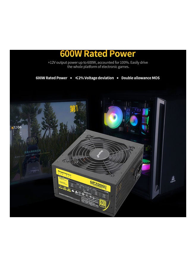 Segotep - 600W GP700G PC Computer Power Supply 28x12.5x19cm Black - Image 1
