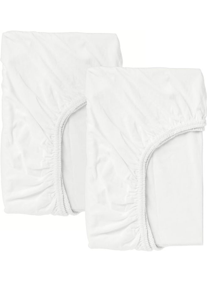 LEN Solid Pattern Fitted Sheet Cotton White 60x120cm - Image 2