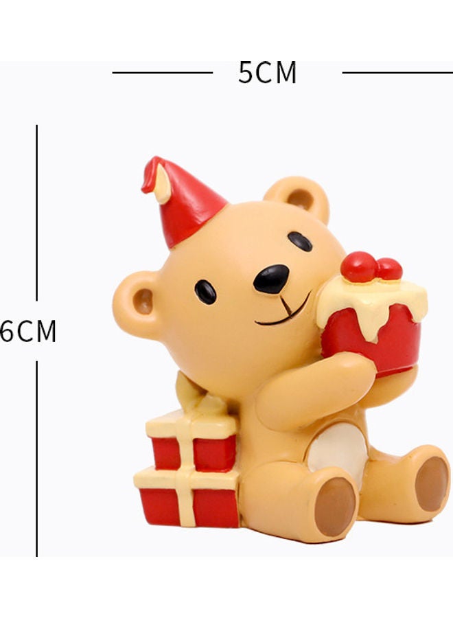 Decoration Bear Ornament Brown/Red 6 x 5cm - Image 1