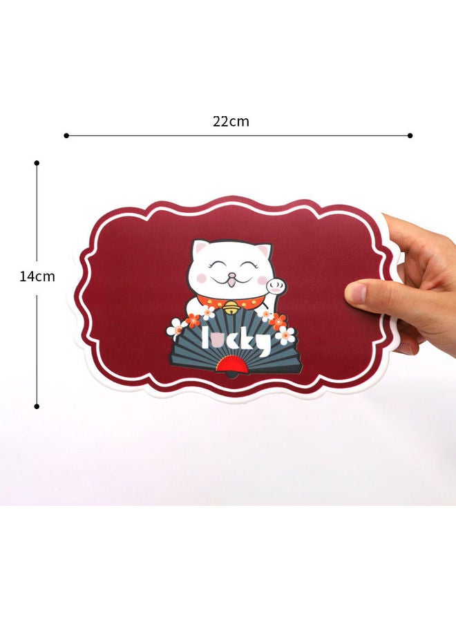 Cartoon Cat Print PVC Non-slip Coaster Mat Red - Image 5