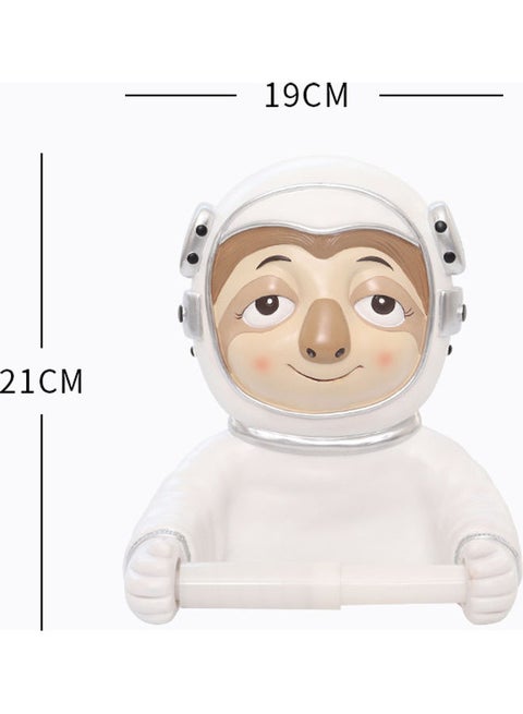Sloth Space Tissue Roller Wall Hanging White/Beige 19 x 21cm