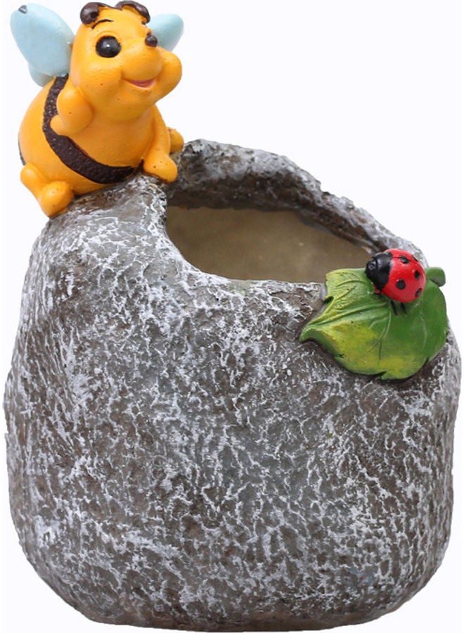 أصيص زهور للزينة على شكل نحلة . رمادي / أصفر - Image 3