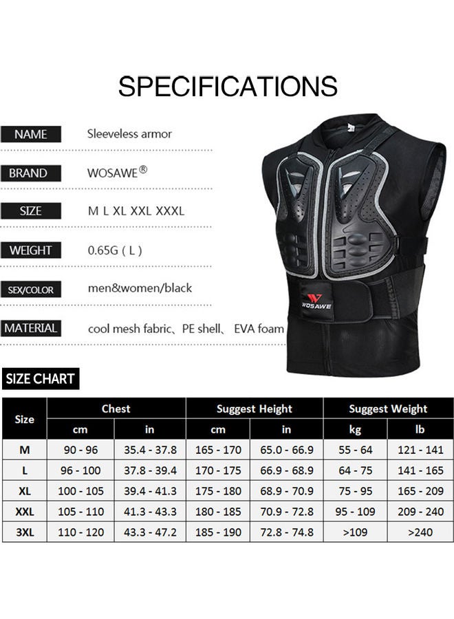 Generic - Men's Motorcycle Armor Vest Motorcycle MTB Bike Riding Chest Armor Back Protector Motocross Racing Vest 51.0x35.0x5.5cm - Image 1