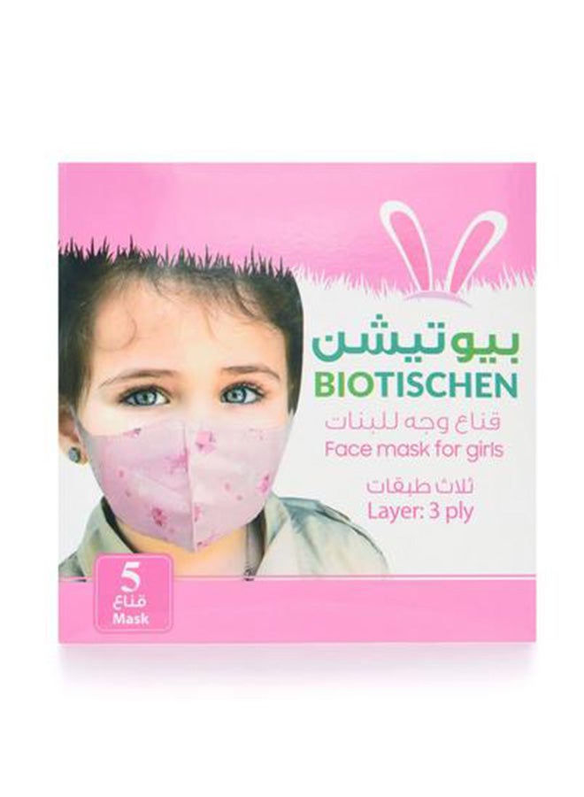 Face Mask For Girl 3 Ply - 5 Pieces