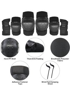 Generic Protective Gear Set 7 in 1 Knee Elbow Pads Wrist Guards Helmet Multi Sports Safety Protection Pads for Kids Teenagers Scooter Skating Cycling 29.0x25.0x18.5cm  - Image 5