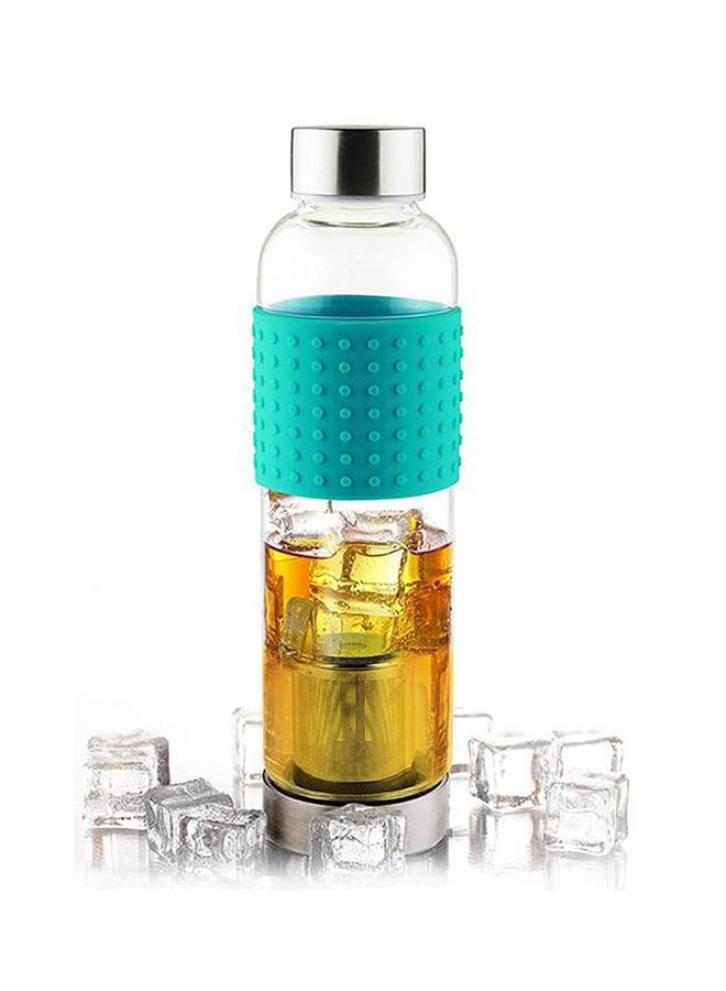 asobu - Ice Tea and Coffee Infuser Glass Water Bottle Turquoise 8x8x20cm - Image 1