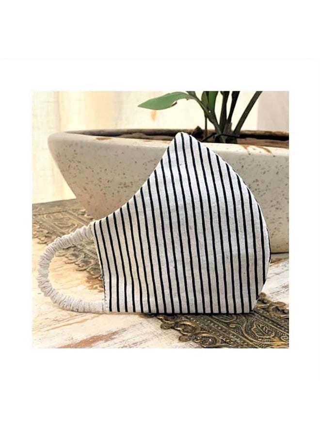 Breathable And Washable 100% Cotton Designer Face Mask Female Black/White Medium