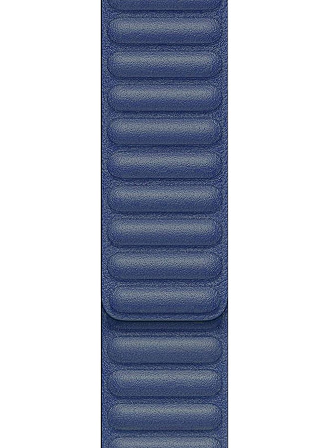 Foxcon - Replacement Leather Link Apple Watch Band for 45/44/42mm Dark Blue - Image 1