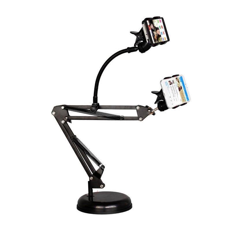 Video Cantilever Dual Mobile Phone Broadcast Bracket Holder Black - Image 1