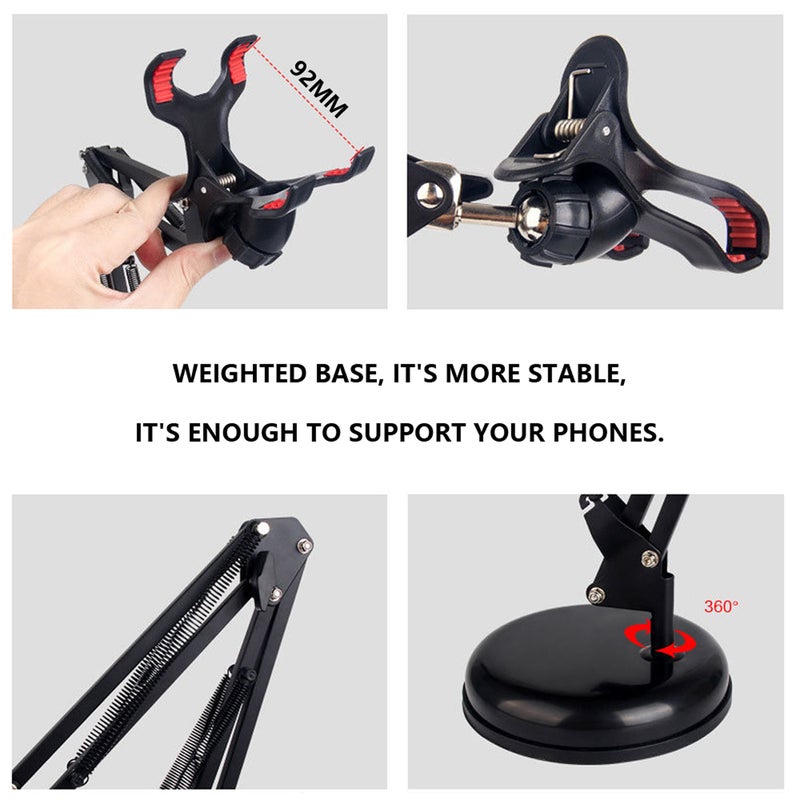 Video Cantilever Dual Mobile Phone Broadcast Bracket Holder Black - Image 4