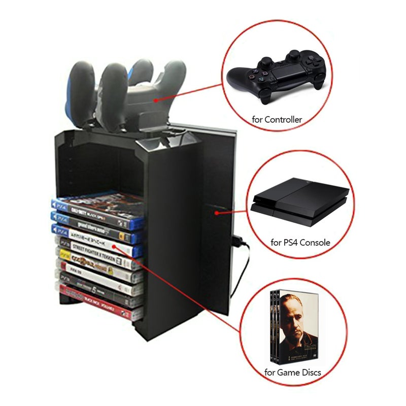 DOBE - Multi-Functional Storage Stand Kit For PS4 Game Black - Image 1